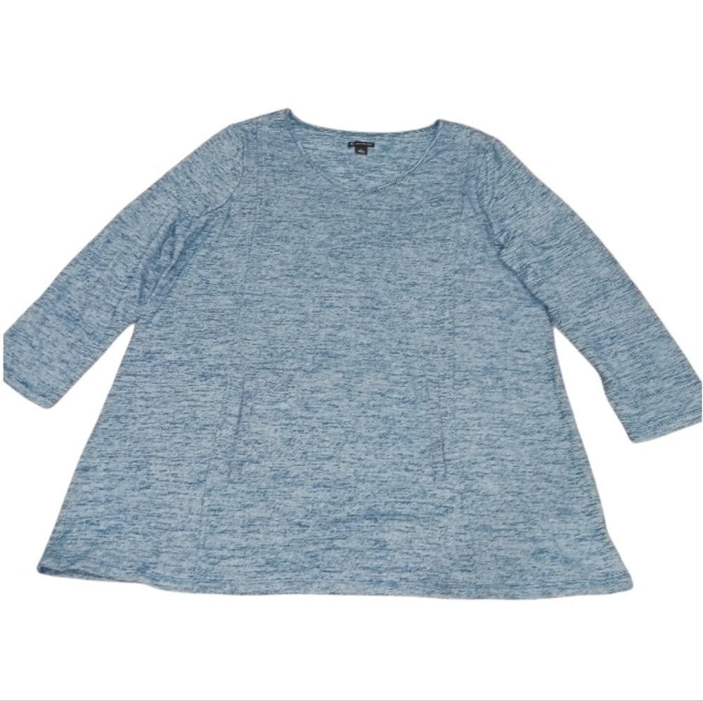 New Directions Sweatshirt long sleeved Blue Sz L Rayon polyester blend pocket